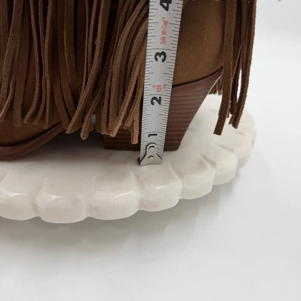 Universal Thread Austin Tan Fringe Western Boots Pointed Toe Memory Foam Size 7